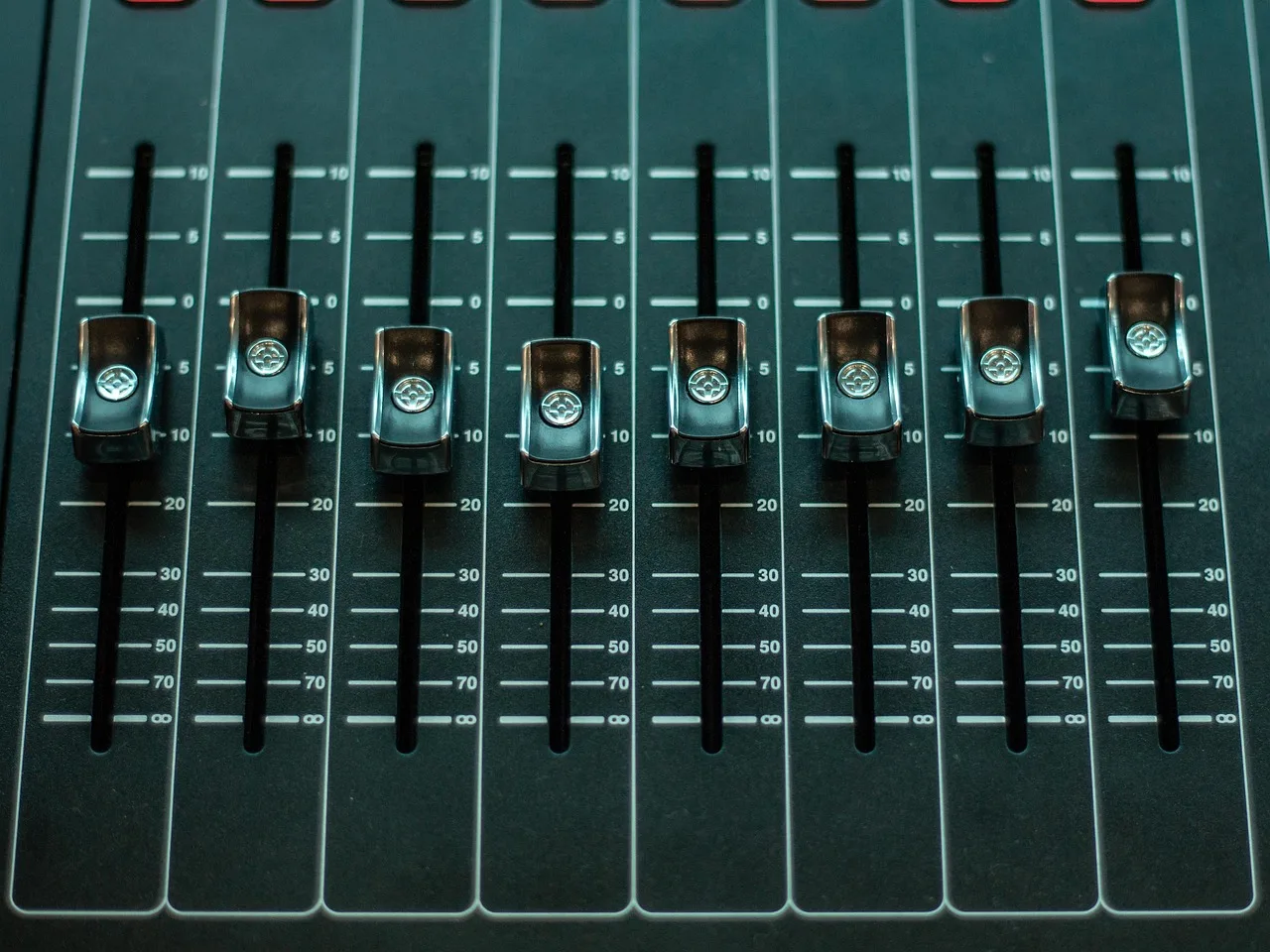 fader, volume control, audio mixer, console, control panel, mixing console, studio mixer, music, sound, audio, device, closeup. ASCAP, BMI and SoundExchange for a US music studio: when to license or register